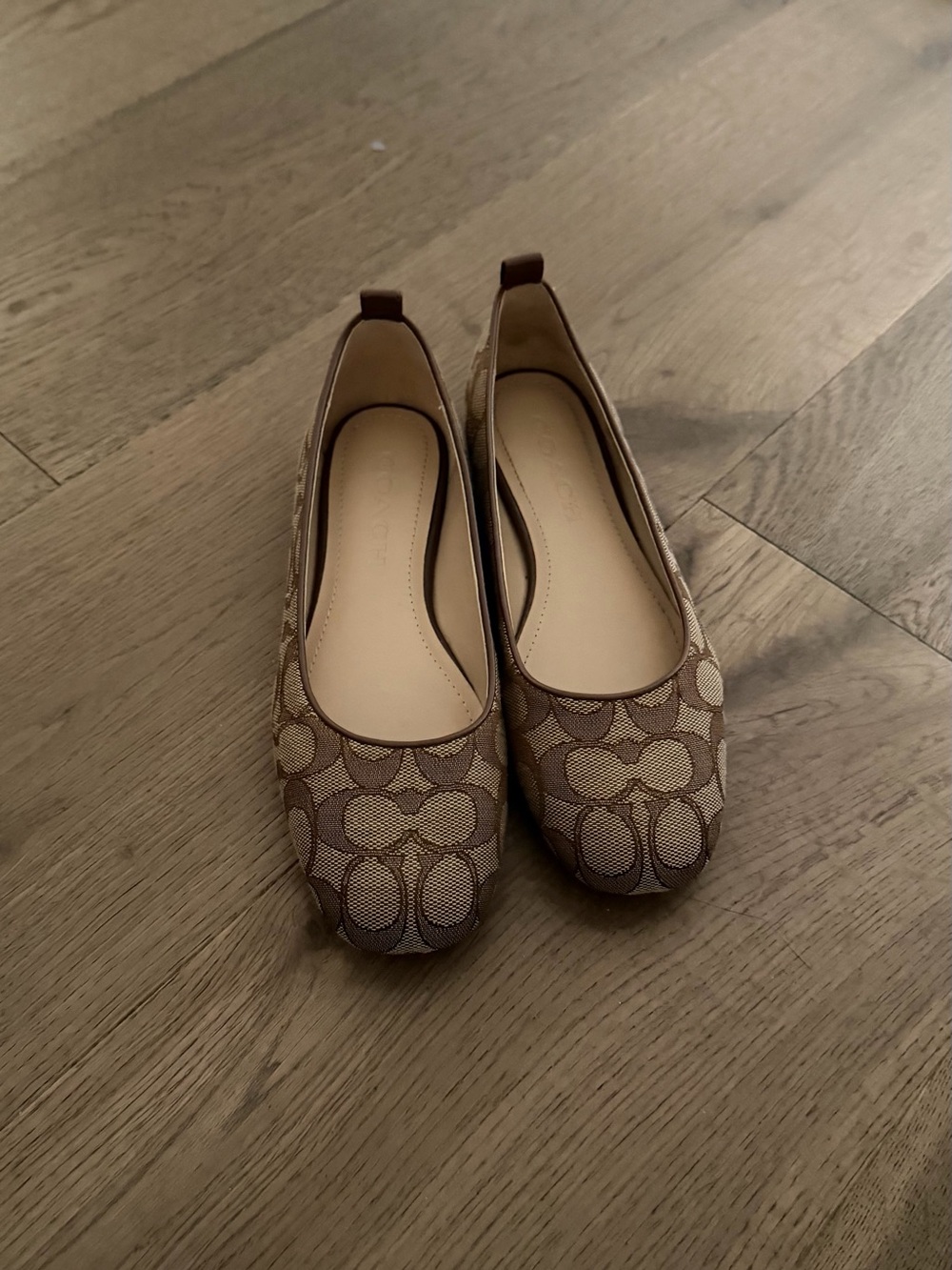 Coach Signature Canvas Ballet Flats in Brown/Tan